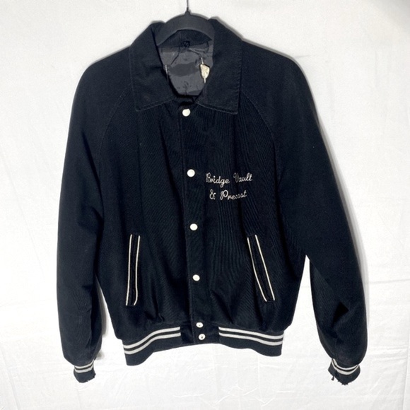 Vintage Other - Vintage Black Textured Snap Front Bomber Style Light Jacket M